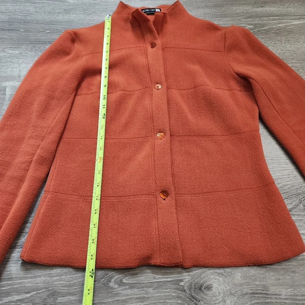 RONEN CHEN Orange Fleece Button Down Jacket Medium